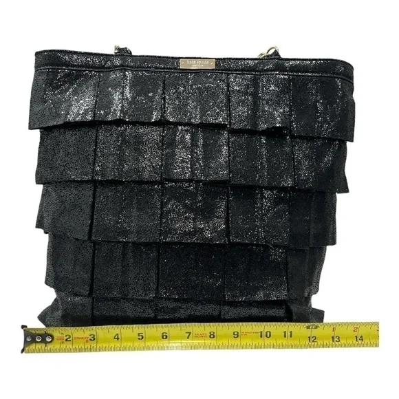 Kate Spade New York Metallic Priti Plisse Shoulder Bag MSRP $445 Black/Gold - Picture 10 of 16